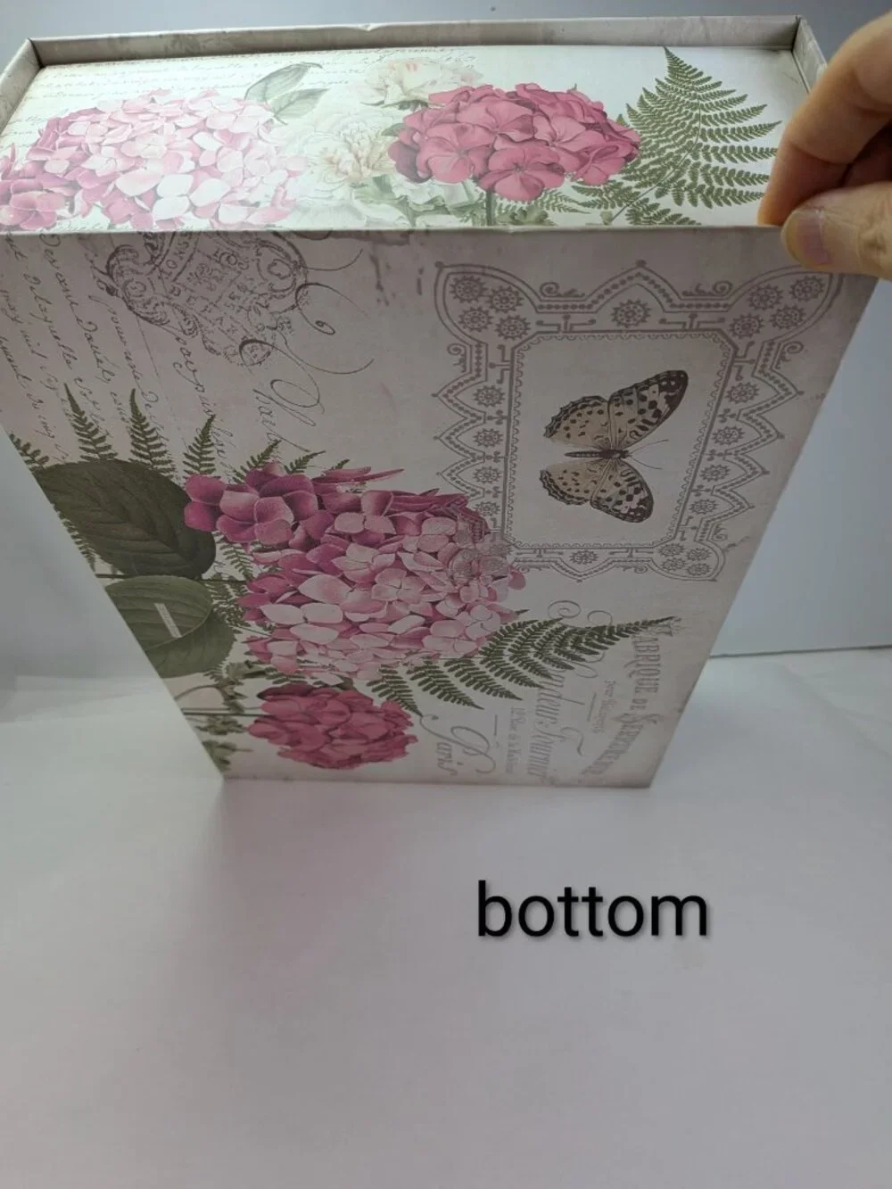 Paris Locksmith Storage Box Pink Hydrangea Gold Metallic Floral Art Large